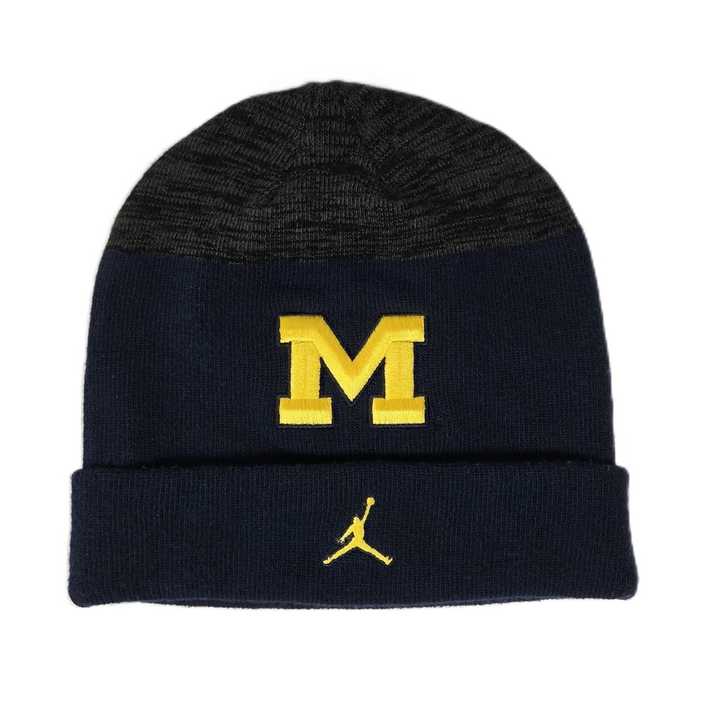 Jordan Michigan Wolverines Beanie Hat Navy Blue Knit Skull Cap